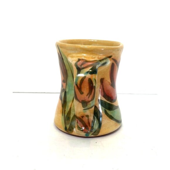 Karin Kraemer Floral Studio Pottery Coffee Mug Cup Majolica Tulips Duluth - Picture 3 of 8